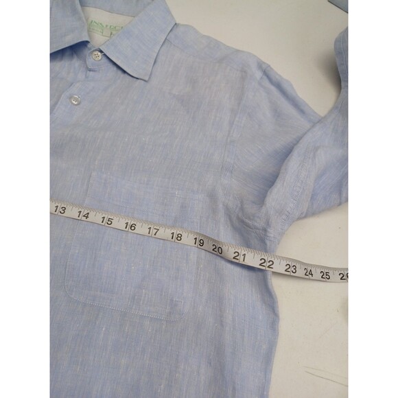 Inserch Collezione Blue 100% Linen Shirt Sz L Button Up Short Sleeve Mens - Picture 6 of 10